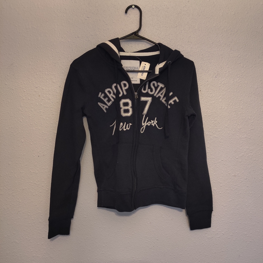 Aeropostale Navy Blue Zip-Up Hoodie